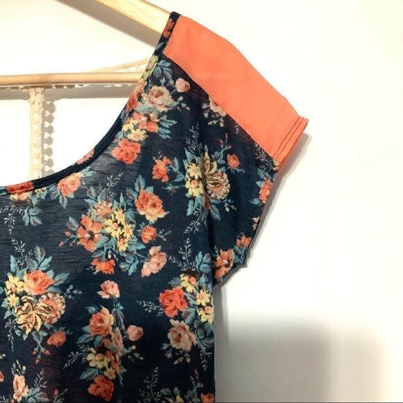 Rue 21 floral peach blue lace XS - Picture 4 of 7